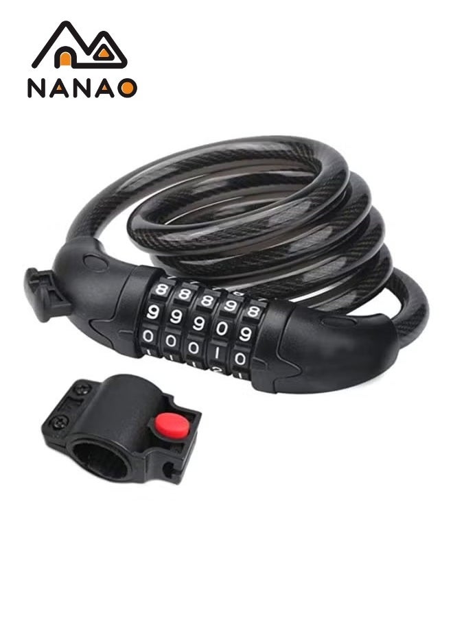 NANAO - Bike Lock, 5-Digit bicycle lock password bike lock anti-theft cable lock Coded Combination Lock, for Bicycle Stroller Scooter Electric Cycle Outdoor, 1.2M (4 Feet) - Image 1
