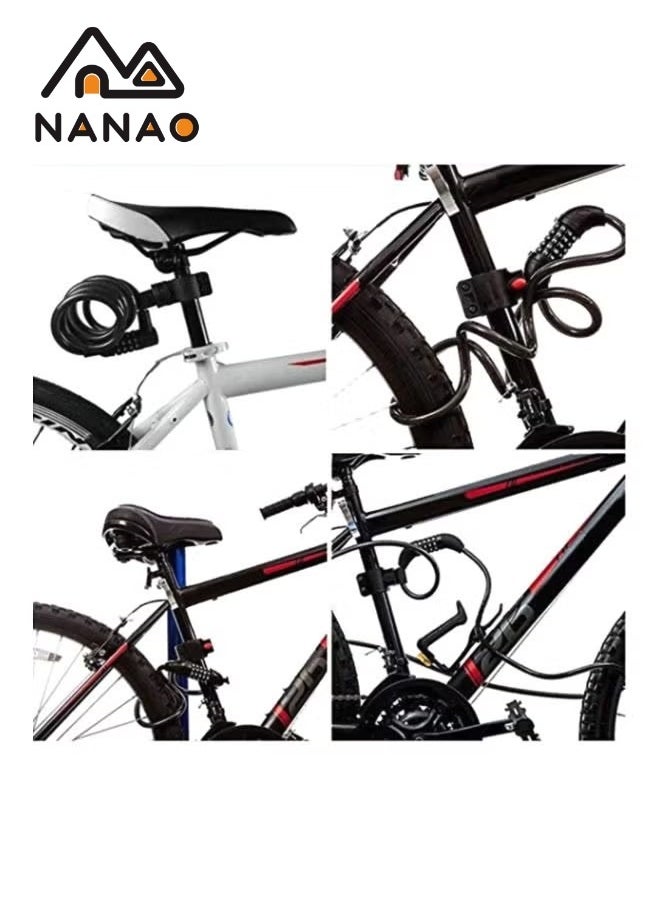 NANAO - Bike Lock, 5-Digit bicycle lock password bike lock anti-theft cable lock Coded Combination Lock, for Bicycle Stroller Scooter Electric Cycle Outdoor, 1.2M (4 Feet) - Image 1