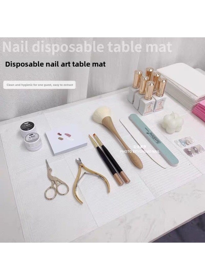 Japanese Nail Art Disposable Table Pad Paper Waterproof Cleaning Pad Hand Pillow Pad Towel Tablecloth Nail Art Shop Net Red Maple-Color:Light Orange Pack Of 125 Sheets✈  - Image 2
