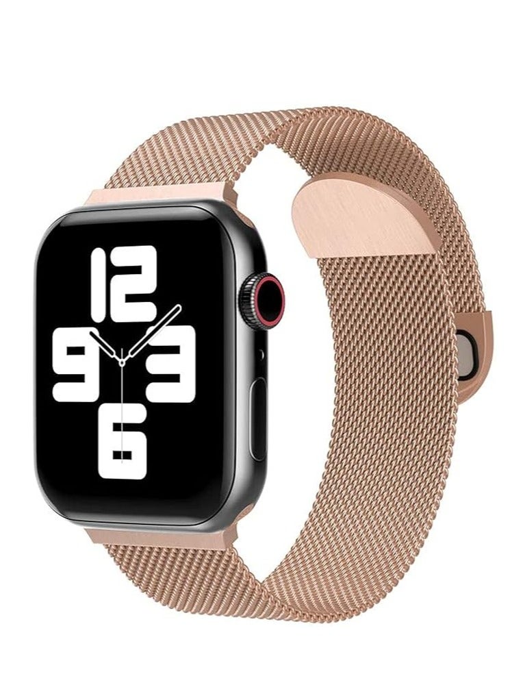 Compatible with Apple Watch Band 46mm Series 10  46mm Stainless Steel Magnetic Clasp  Rose Gold
