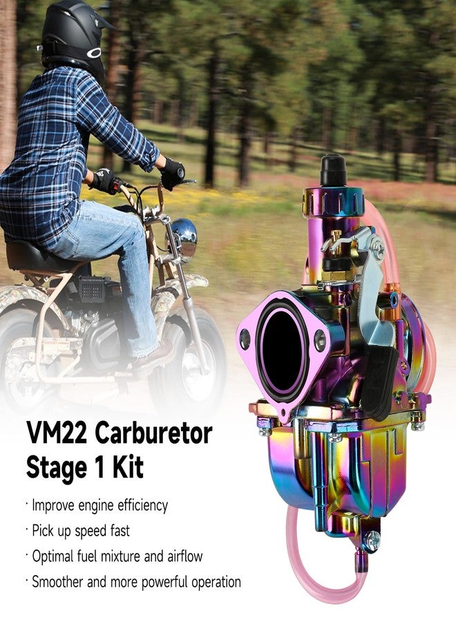 FVRITO VM22 Carburetor Carb Jet Kit for Predator 212cc 196cc Coleman CT200U BT200X Mini Bike KT196 Go Kart Baja MB165 MB200 GX160 Clone Engine with Air Filter Intake Manifold Performance Parts Rainbow - Image 2