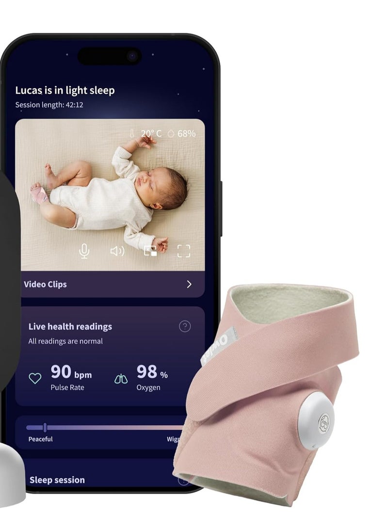 أوليت جورب Owlet Dream Sock Plus - جهاز مراقبة ذكي للأطفال مع معدل ضربات القلب ومتوسط ​​الأكسجين O2 كمؤشرات لجودة النوم - جورب قياسي وجورب كبير الحجم لينمو مع الطفل، لون النعناع - Image 4