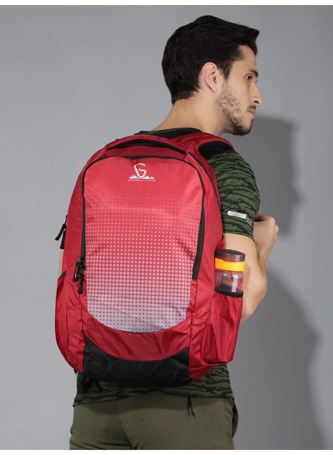 GREENLANDS GNL Vignette 35 L Red Campus Backpack – Water‑Resistant Polyester, Padded 15″ Laptop Sleeve, Multi-Compartment for Student & Daily Commuting - Image 5