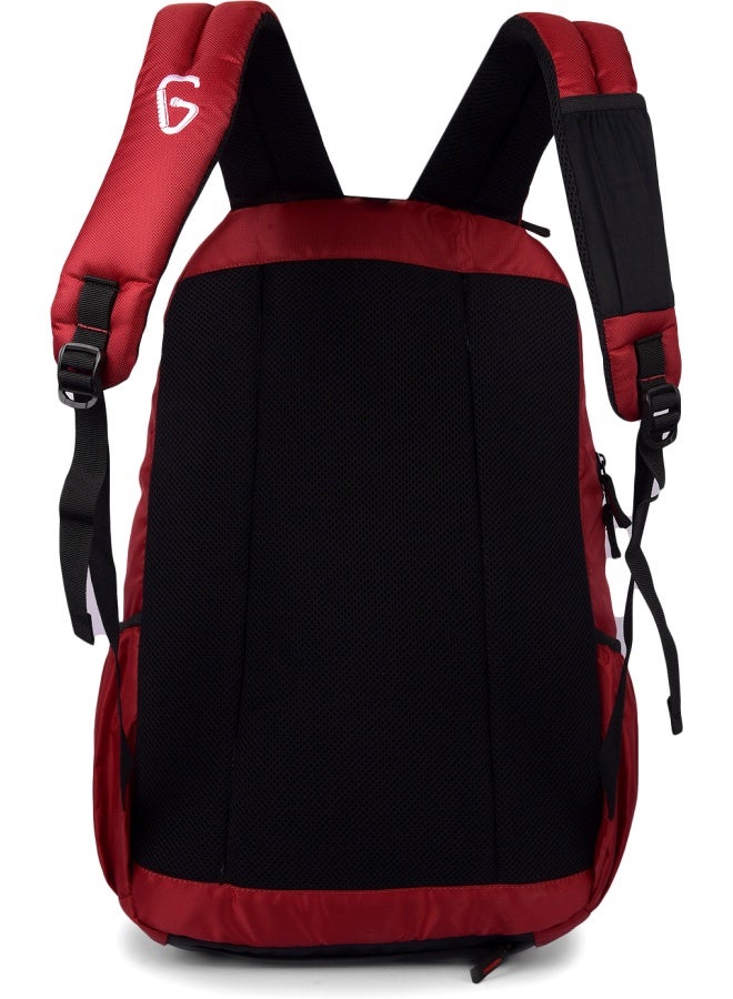 GREENLANDS GNL Vignette 35 L Red Campus Backpack – Water‑Resistant Polyester, Padded 15″ Laptop Sleeve, Multi-Compartment for Student & Daily Commuting - Image 4