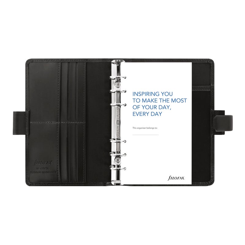 FILOFAX منظم فيلوفاكس متروبول، حجم شخصي، أسود - مظهر جلدي، ستة حلقات، إدراج أسبوعي، متعدد اللغات (C026902) - Image 4