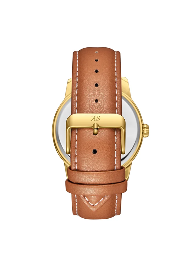 KENNETH SCOTT Men's Analog Display Watch With Brown Leather  Strap - K24020-GLEW