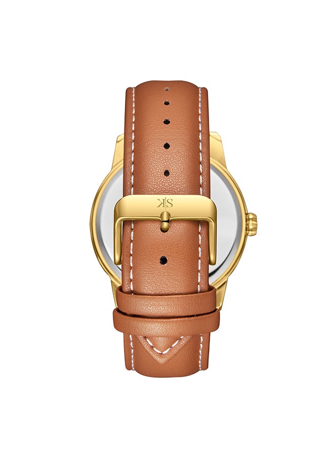 كينيث سكوت ساعة يد رجالية بعقارب وسوار جلد بني - Image 3