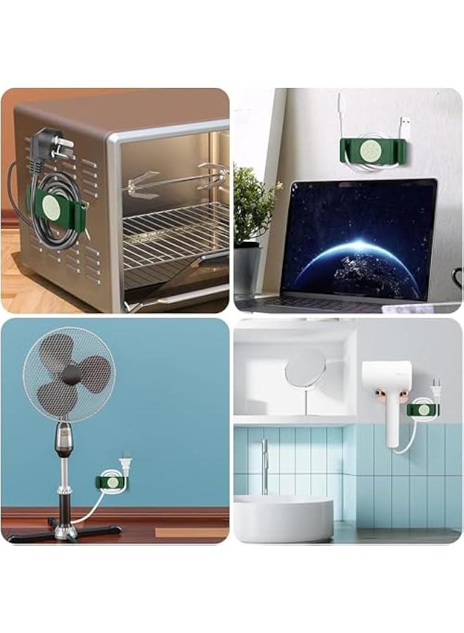 هوكور مشابك حامل اسلاك من بايبي، منظم اسلاك لاجهزة المطبخ، 4 قطع من منظمات لف الاسلاك ذاتية اللصق وقابلة للدوران، لاجهزة USB، مشابك لادارة اسلاك الطاقة وكابلات الكمبيوتر (اخضر) - Image 2