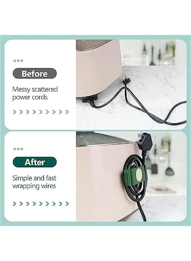 هوكور مشابك حامل اسلاك من بايبي، منظم اسلاك لاجهزة المطبخ، 4 قطع من منظمات لف الاسلاك ذاتية اللصق وقابلة للدوران، لاجهزة USB، مشابك لادارة اسلاك الطاقة وكابلات الكمبيوتر (اخضر) - Image 4