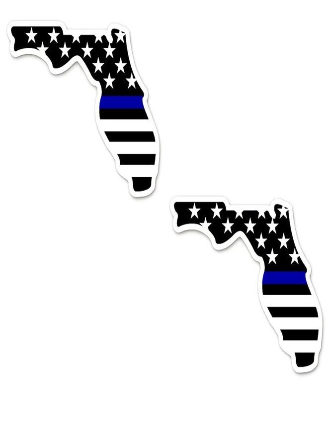 Agent Gear USA Florida Blue Line Sticker Decal - Florida Shaped Blue Line Flag - Vinyl Decal Sticker - 2 Pack - Image 1