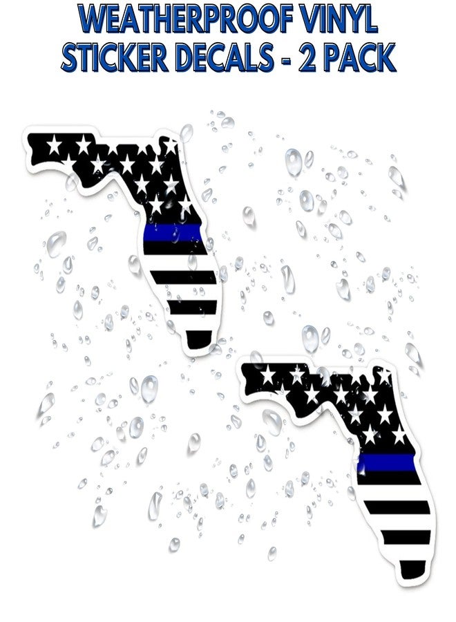 Agent Gear USA Florida Blue Line Sticker Decal - Florida Shaped Blue Line Flag - Vinyl Decal Sticker - 2 Pack - Image 3