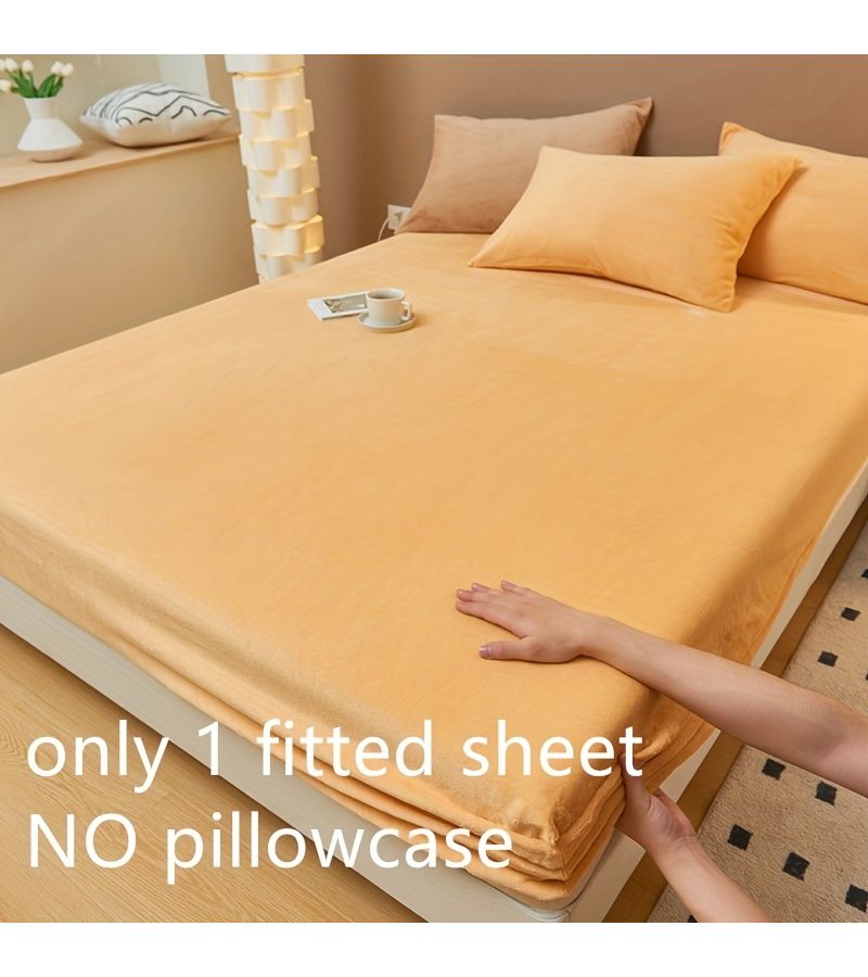 2025 New Arrival Flannel Fitted Sheet One Piece Only Cheng Color 70.87 X 78.74 Inch Soft Warm Plush Fiber Winter Bedding Solid Color - Image 5