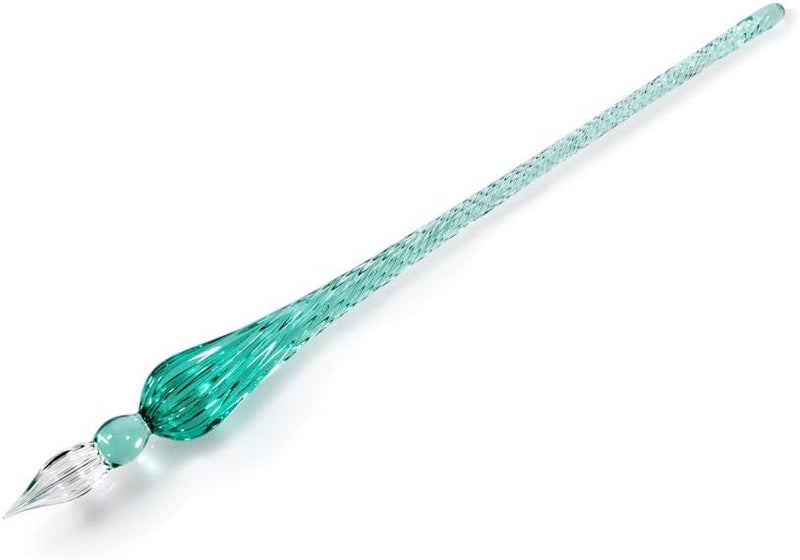 molshine Handmade Glass Dip Pen Crystal Calligraphy Pen Signature Dipped Pen for Artist Women Men Teens,Writing Drawing Decoration Gifts (Ice green) - Image 1