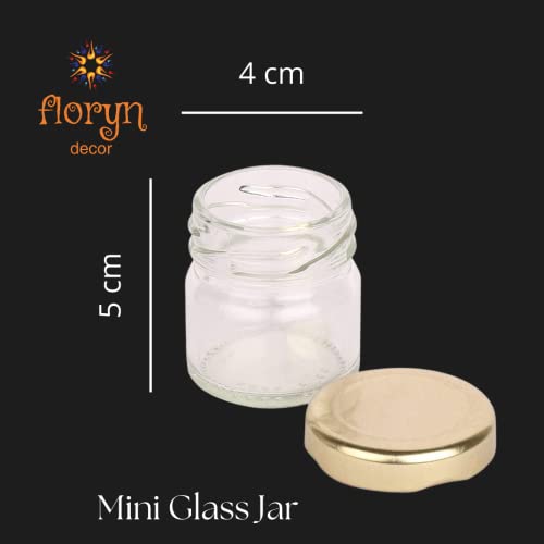 Floryn Decor Small Glass Jars with lid 50 ml | small glass container with lid | Small Jar for Honey, Crafts, Wedding, Spices, Party Favours, DIY and Candle Making Glass Jar Small - 12 Pieces 1.5 oz - Image 4