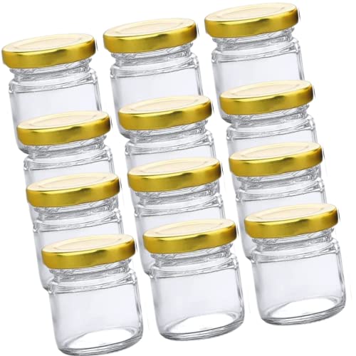 Floryn Decor Small Glass Jars with lid 50 ml | small glass container with lid | Small Jar for Honey, Crafts, Wedding, Spices, Party Favours, DIY and Candle Making Glass Jar Small - 12 Pieces 1.5 oz - Image 1