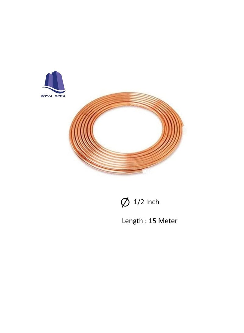Generic Thermo Soft Copper Coil Refrigeration -HVAC Tubing, Pancake Coiled, Soft Pipe – Made In Korea (1/2 Inch x 15 Meter)  - Image 2