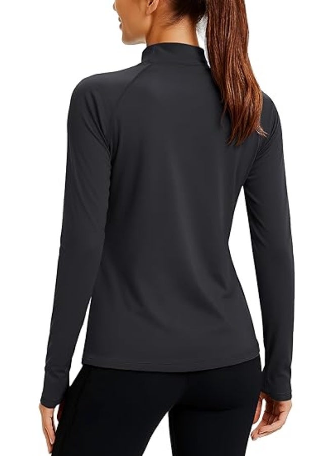 Women's Thermal Shirts Mock Turtle Neck Long Sleeve Undershirt Fleece Warm Athletic Tops Winter Base Layer - Image 2