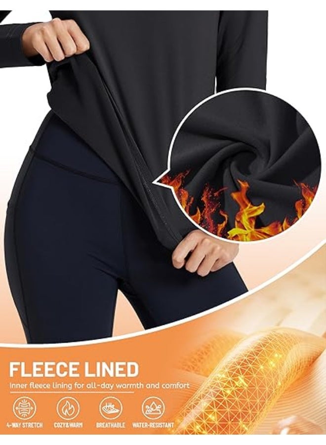 Women's Thermal Shirts Mock Turtle Neck Long Sleeve Undershirt Fleece Warm Athletic Tops Winter Base Layer - Image 3