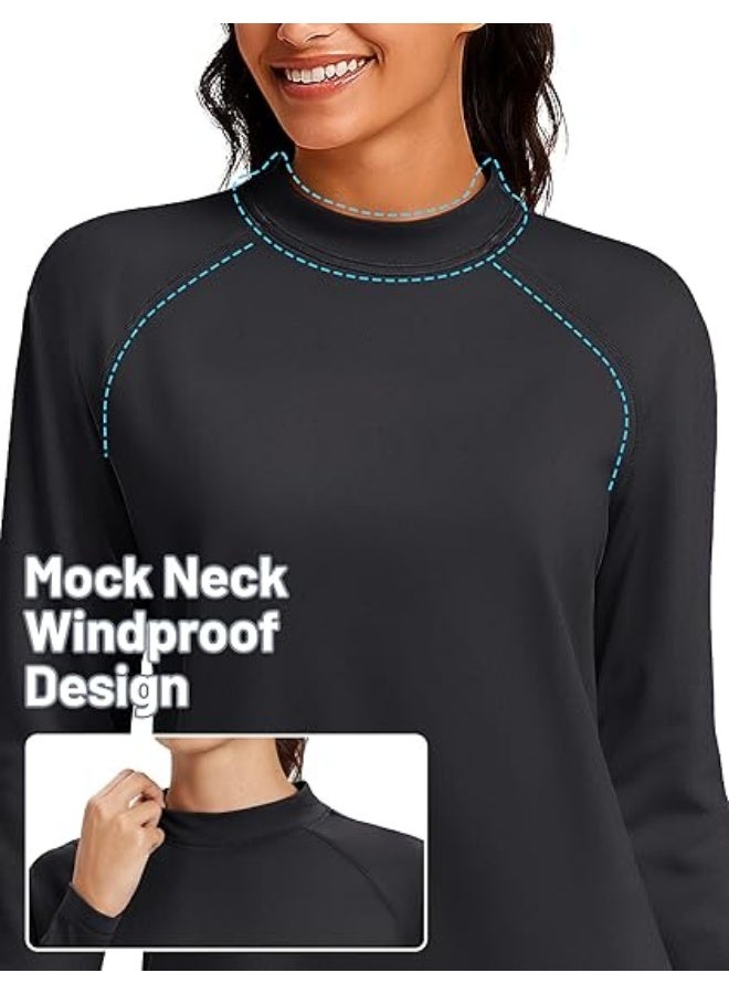 Women's Thermal Shirts Mock Turtle Neck Long Sleeve Undershirt Fleece Warm Athletic Tops Winter Base Layer - Image 4