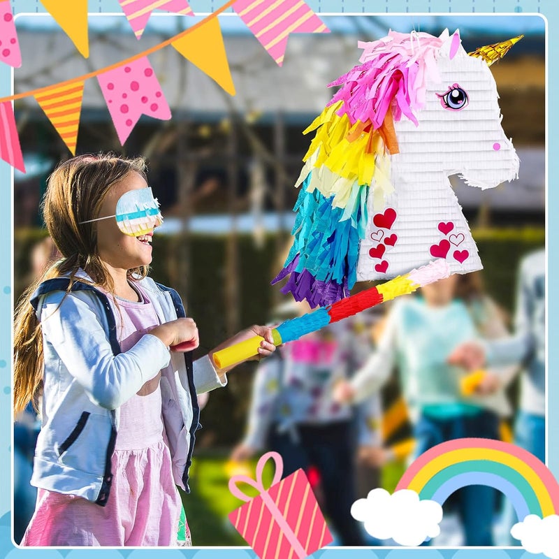Sratte Unicorn Rainbow Piata for Girls Birthday Party Supplies Small Piata Set Includes Mask Bat and Confetti Bag for Kids Unicorn Theme Birthday Game Party Decorations 16 x 106 x 3 Inches - Image 4