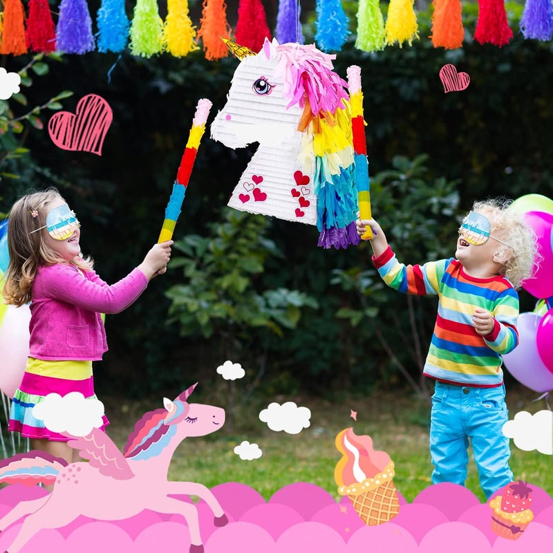 Sratte Unicorn Rainbow Piata for Girls Birthday Party Supplies Small Piata Set Includes Mask Bat and Confetti Bag for Kids Unicorn Theme Birthday Game Party Decorations 16 x 106 x 3 Inches - Image 3