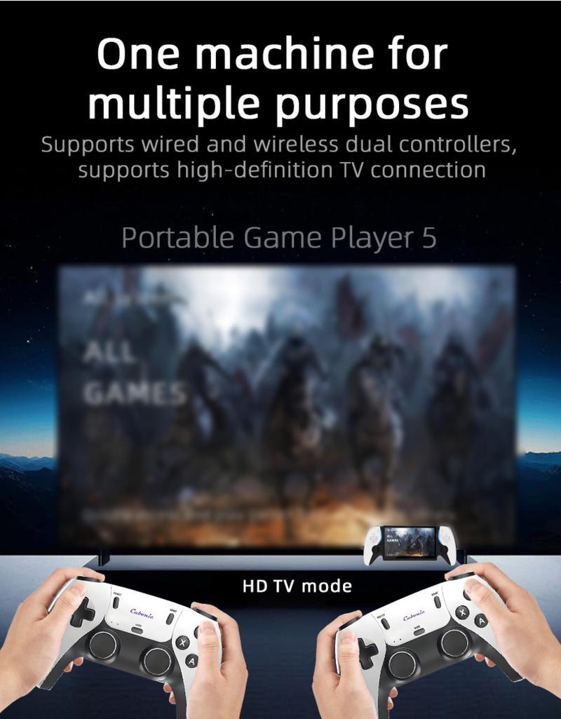 Cubonic 7" Full HD Screen Linux System Retro Handheld Gaming Console 64GB Storage, Support 30+ Emulator Games with HDMI Output Wireless Dual Remote Controller (White) - Image 5