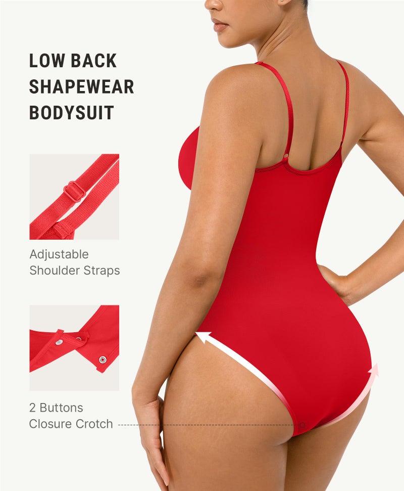 FeelinGirl تشكيل الجسم تحكم في البطن Bodysuit Shapewear Seamless Waist Trainer Butt Lifter Red M/L - Image 5