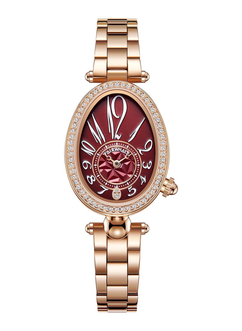 Mark Fairwhale Women's Waterproof Stainless Steel Analog Wrist Watch - 24mm - Rose Gold & Red - Image 1