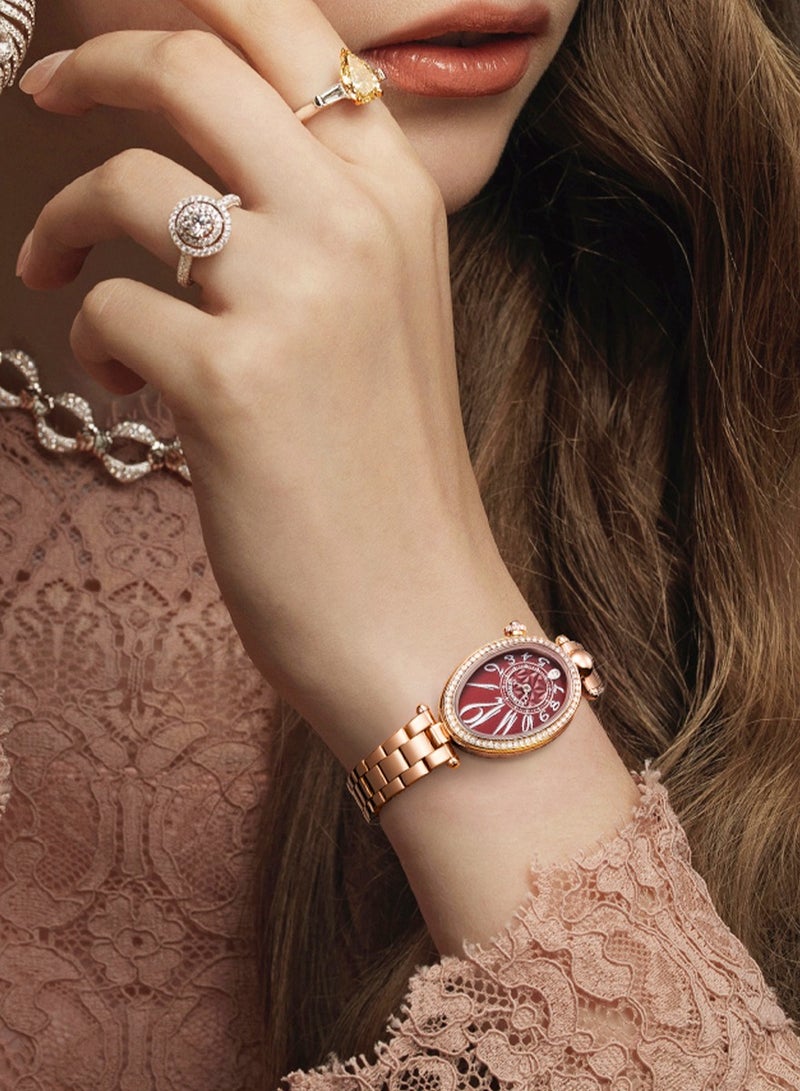 Mark Fairwhale Women's Waterproof Stainless Steel Analog Wrist Watch - 24mm - Rose Gold & Red - Image 2