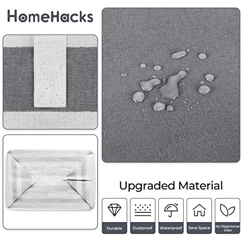HomeHacks سلال غسيل كبيرة من HomeHacks - عبوة من 2، مقاومة للماء، سلال غسيل قائمة بذاتها، سلة ملابس قابلة للطي مع مقابض معززة في غرفة الغسيل، سكن جامعي، حمام، غرفة نوم (رمادي، 75Lx2) - Image 5