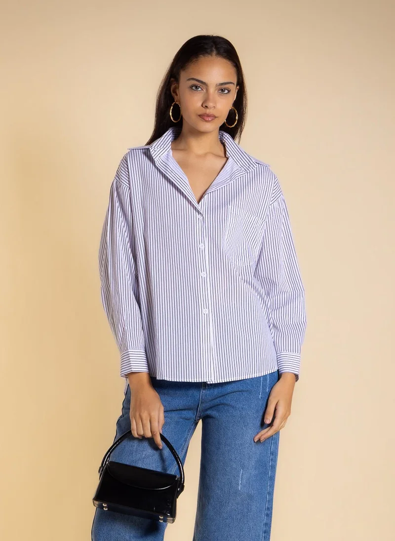 Shapes White LIGHTWEIGHT STRIPED COTTON SHIRT for Women | Best Price UAE