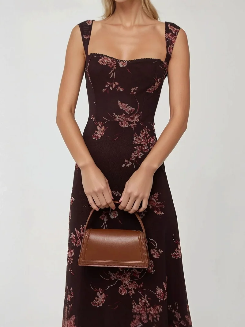 HICCUP Patterned Maxi Dress with Heart Collar