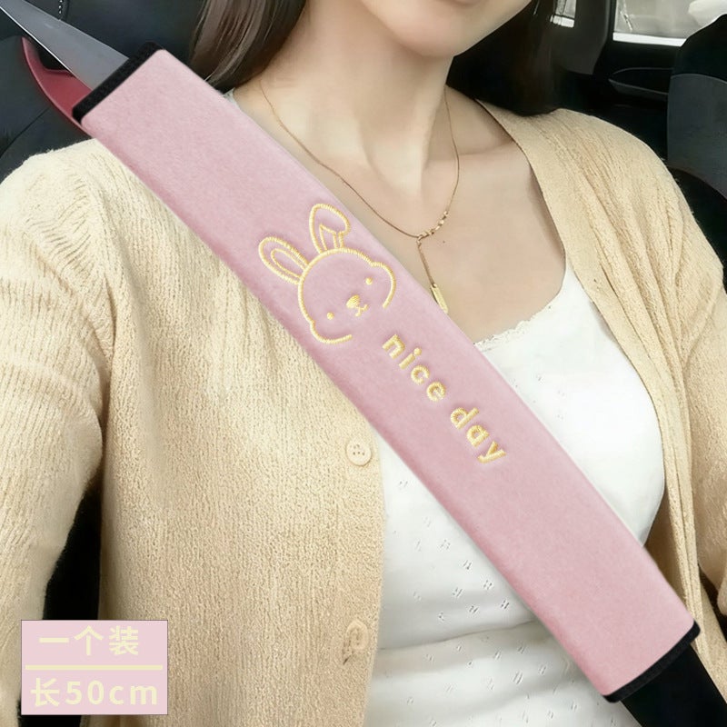 Wholesale Short Plush Embroidered Solid Color Car Seat Belt Shoulder Cover for Long-Distance Truck Interior Decoration