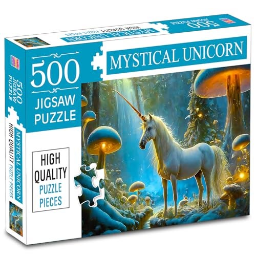 BRIJBASI Unicorn Jigsaw Puzzles for Kids and Children – Realistic Illustration Challenging Brain Booster Gifts, Fun and Creative Game – (500 Pcs) - Image 1