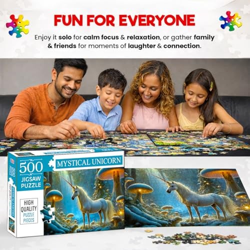 BRIJBASI Unicorn Jigsaw Puzzles for Kids and Children – Realistic Illustration Challenging Brain Booster Gifts, Fun and Creative Game – (500 Pcs) - Image 5