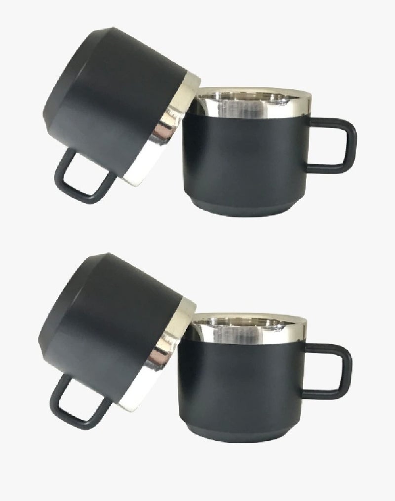 Dynore Stainless Steel Black Matte Tea Cups- Set of 4 Capacity- 100 ml - Image 3