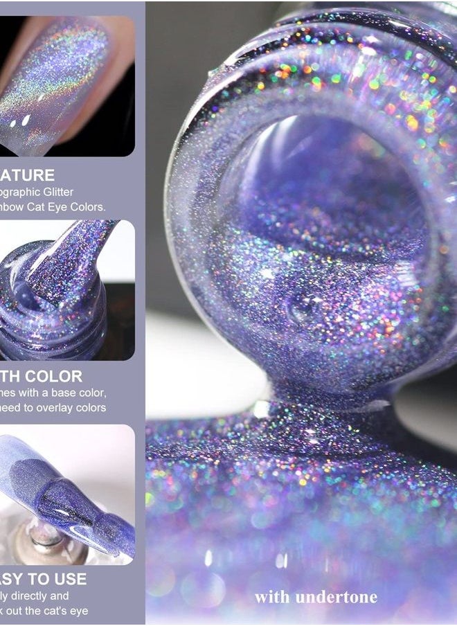 MAJOR DIJIT Gel Nail Polish 15ml/0.5fl oz Holographic Purple 9D Cat Eye Shiny Glitter Soak Off Nail Polish with Magnetic Stick for Nail Salon  - Image 2