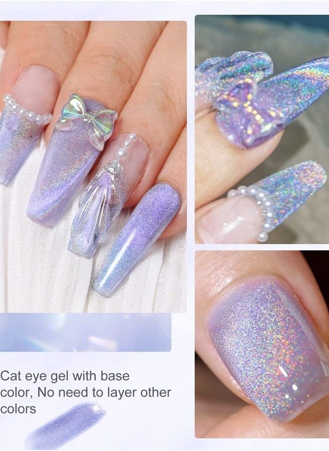 MAJOR DIJIT Gel Nail Polish 15ml/0.5fl oz Holographic Purple 9D Cat Eye Shiny Glitter Soak Off Nail Polish with Magnetic Stick for Nail Salon  - Image 4