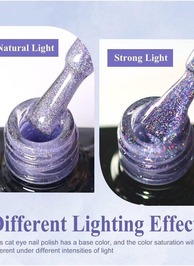 MAJOR DIJIT Gel Nail Polish 15ml/0.5fl oz Holographic Purple 9D Cat Eye Shiny Glitter Soak Off Nail Polish with Magnetic Stick for Nail Salon  - Image 3