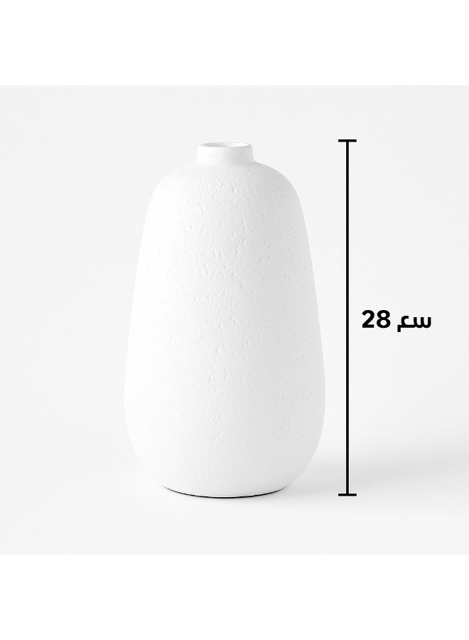 Elegant White Resin Vase with Hand-Textured Finish – Stylish Home Décor, 28 cm Height - Image 1