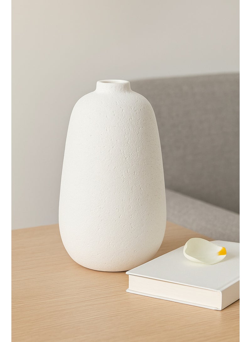 Elegant White Resin Vase with Hand-Textured Finish – Stylish Home Décor, 28 cm Height - Image 2