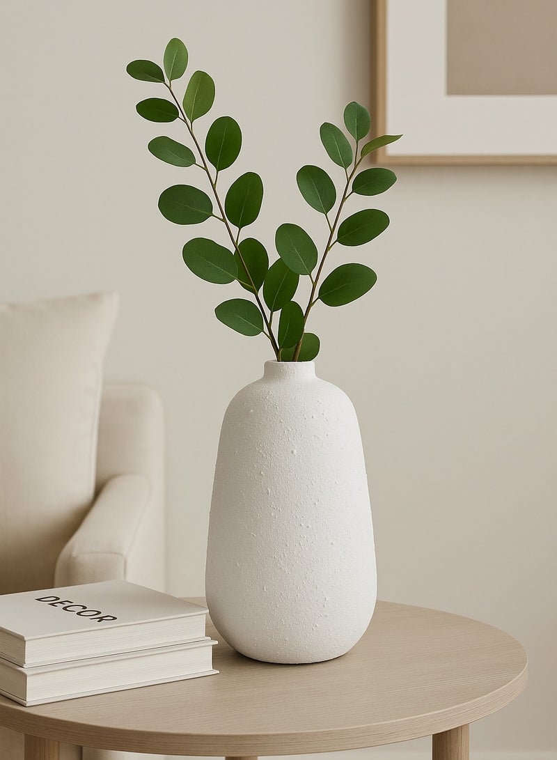 Elegant White Resin Vase with Hand-Textured Finish – Stylish Home Décor, 28 cm Height - Image 3