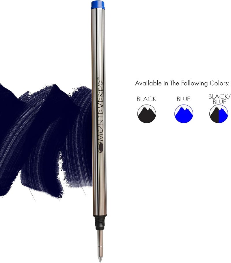 Monteverde USA Rollerball Refill to Fit Montblanc Rollerball Pens - Fine Point, Blue/Black (2 Pack) (M222BB) - Image 1