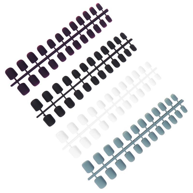 96 Pcs Frosted Matte Manicure Hand Nail Piece Mist Face Nail Face Short Square False Nail (24 Pcs Fleshy SM28-413 Jade Blue, 24 Pcs Fleshy SM28-P44 Purple, 24 Pcs Fleshy SM28-B Black, 24 Pcs Fleshy SM28-W White) - Image 1