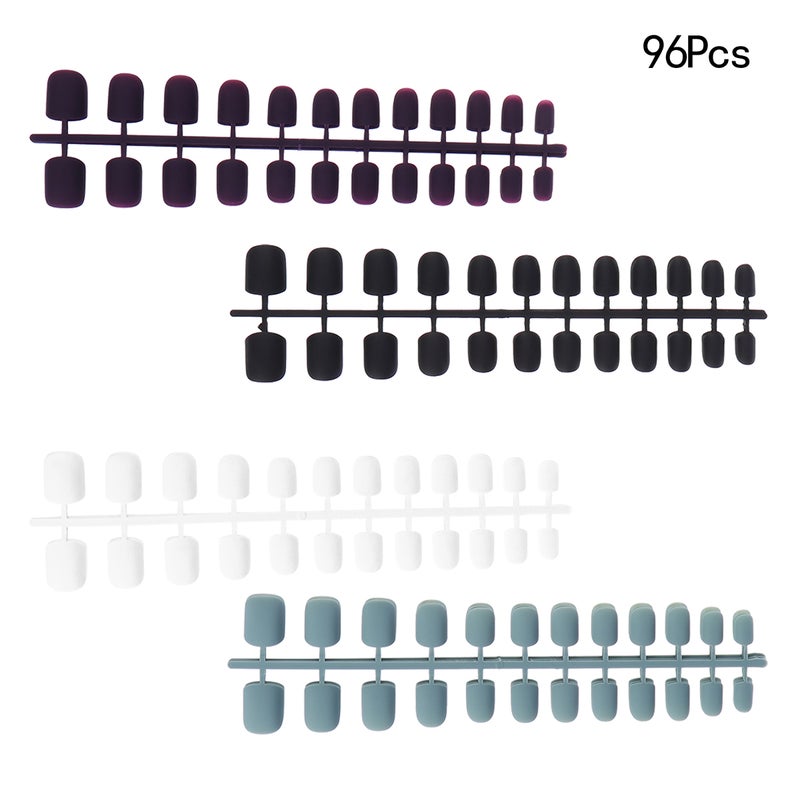 96 Pcs Frosted Matte Manicure Hand Nail Piece Mist Face Nail Face Short Square False Nail (24 Pcs Fleshy SM28-413 Jade Blue, 24 Pcs Fleshy SM28-P44 Purple, 24 Pcs Fleshy SM28-B Black, 24 Pcs Fleshy SM28-W White) - Image 5