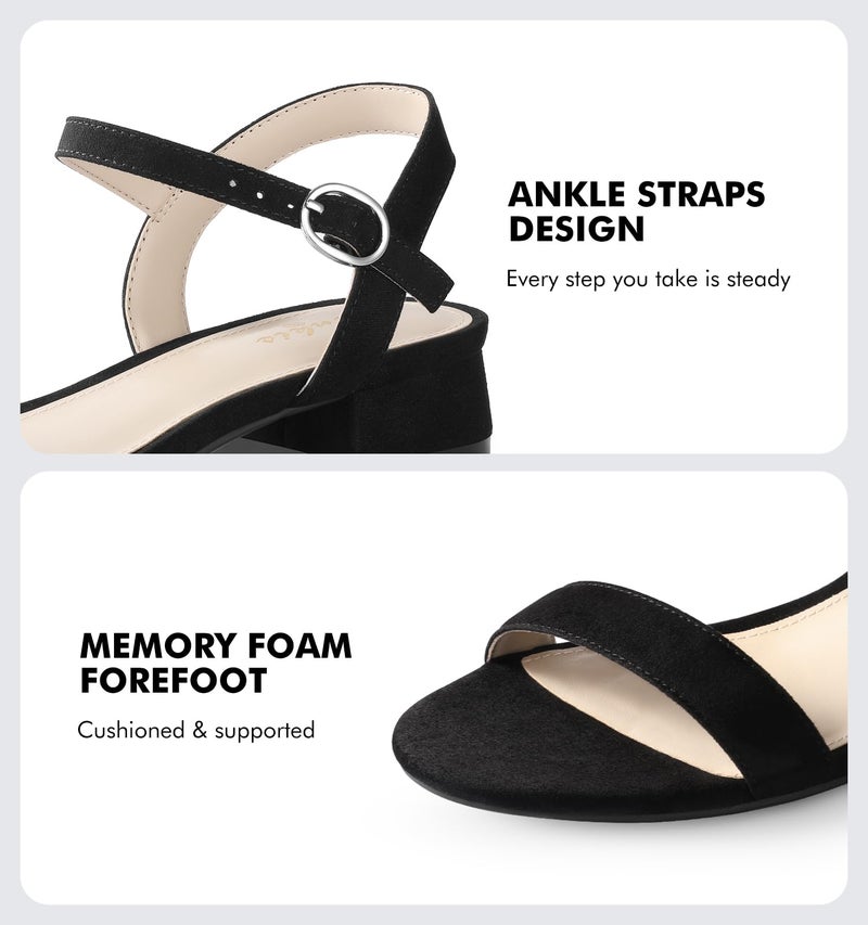 Ankis Women Nude Black White Sandals for Women Low Heel 1 Inch Dressy Sandal Ankle Strap Open Toe Block Short Heeled Summer Classic Comfortable Graduation Holiday Party Casual Flat Shoes - Image 3