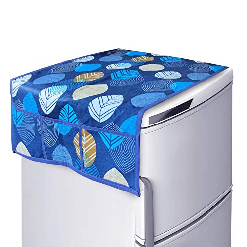 KANUSHI Industries® 1Pc Fridge Cover for Top with 6 Utility Pockets + 1 Handles Covers + 3 Fridge Mats (VAR-FRI-LONG-LEVS-BLUE-COMBO-M-24) - Image 2