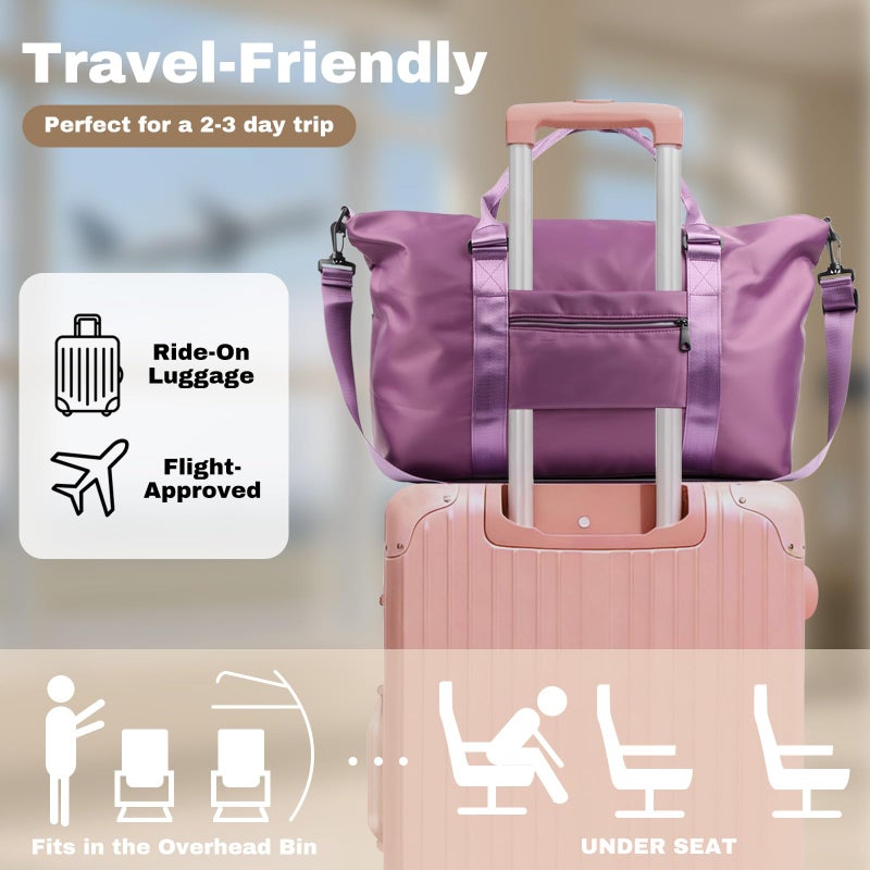 EPIMA Weekender Duffel Bags for Women, Purple Travel Totes Bag for Airplane Essentials, Overnight Bags for Women with Trolley Sleeve, Large Carry On Hospital Bag for Labor and Delivery, Sport, Gym - Image 2