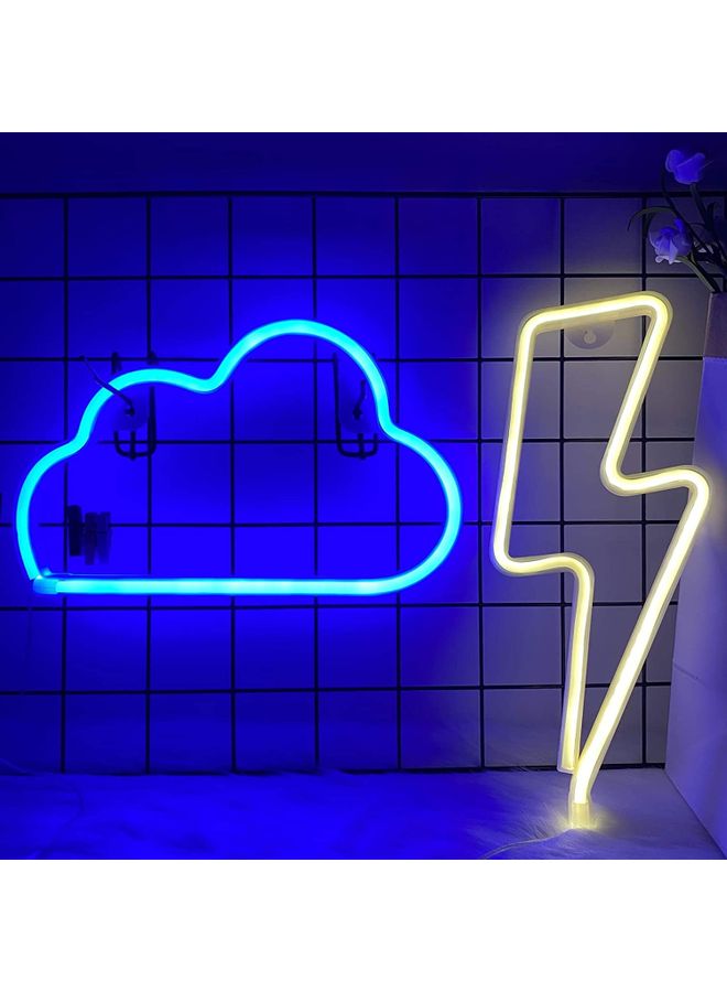 2-Piece Neon Signs Lights Set Blue/Yellow - Image 1