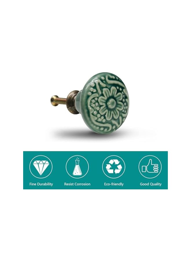 promass Cabinet Knobs, 12pcs 34mm Cabinet Knobs, Retro Ceramic Dresser Knobs, Sturdy Base Drawer Knobs with Mounting Screws, Drawer Pulls Dresser Handles for Wardrobes, Bathrooms, Cabinets (B) - Image 2